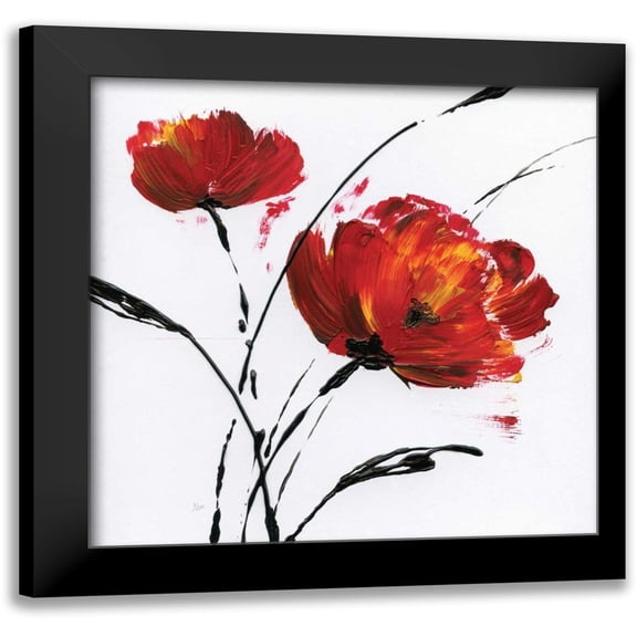 Nan 12x12 Black Modern Framed Museum Art Print Titled - Red Poppy Splash I