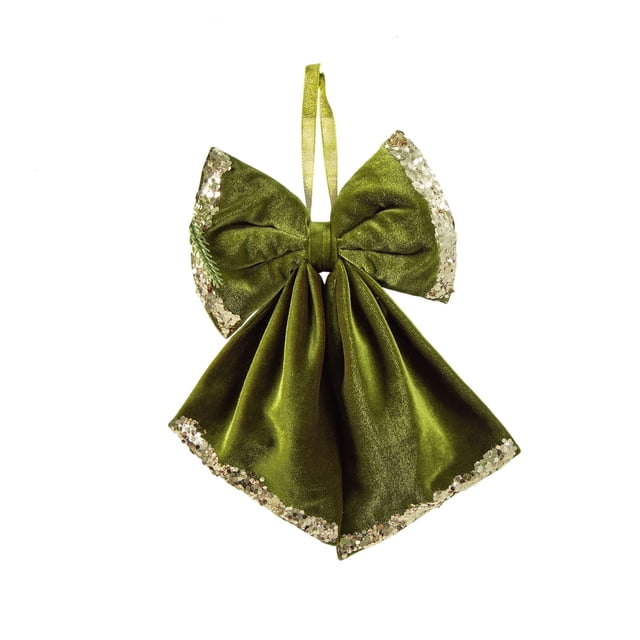 HWRETIE Vintage Green Velvet Bows,for Christmas Tree toppers,Wreaths,Gift Wrapping & Party Decorations