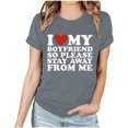 thumbnail image 1 of TIMIFIS Saint-Valentin Hauts à Manches Courtes pour Femmes Mode Décontractée Col Rond J'aime Mes Petits Amis Imprimé Col Rond Tee Chemise Hauts, 1 of 3