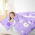 thumbnail image 4 of Feelyou Christmas Snowman Full Size Comforter Sets, Winter Wonderland Landscape Bedding Comforter Set, Purple Xmas Gift Reversible Bedding Sets, Luxury Bedroom Decor, 3pcs, 4 of 8