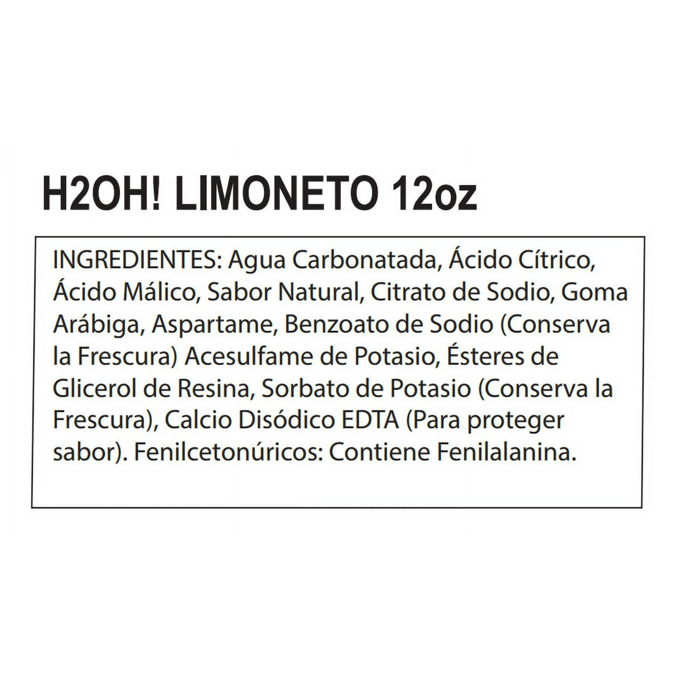 H2OH!, Limoneto, 8 Per Pack, 12 fl oz, Can, Soda Pop, Allergens Not Contained