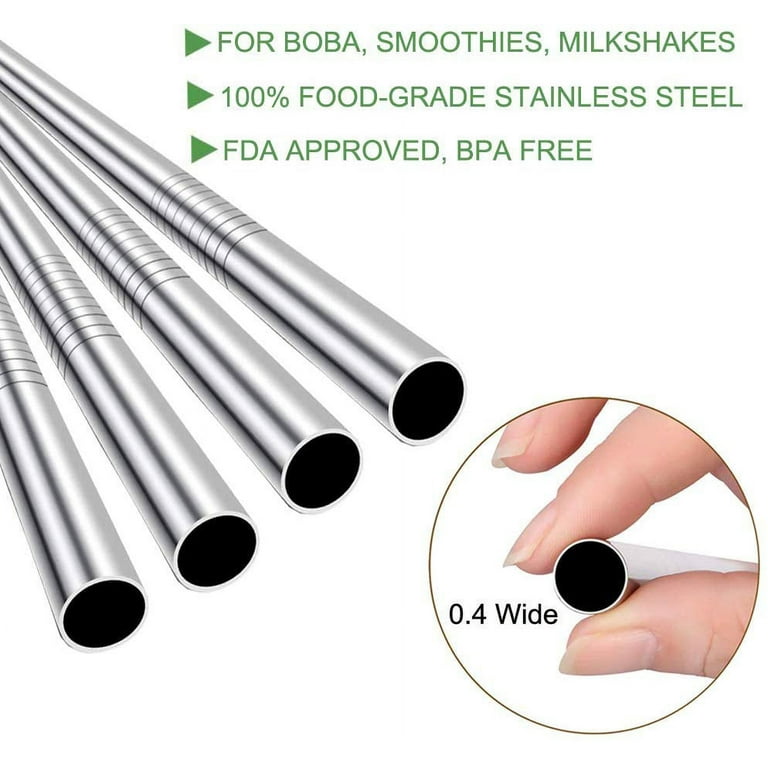 Classic Clear Straight Extra Wide Glass Boba Straws - 2 Pack