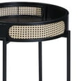 thumbnail image 2 of Bert 24 Inch Round End Table Rattan Apron Accent Metal Legs Black - Saltoro Sherpi, 2 of 6