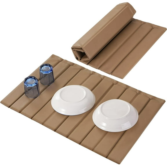 Stone Drying Mat for Kitchen Counter, Stain-Resistant PU Leather, Large Stone Dish Drying Mat Foldable, Self Absorbing Diatomaceous Earth Mats Quick Dry for Dishes Bottles Cups 23" x 15.3"