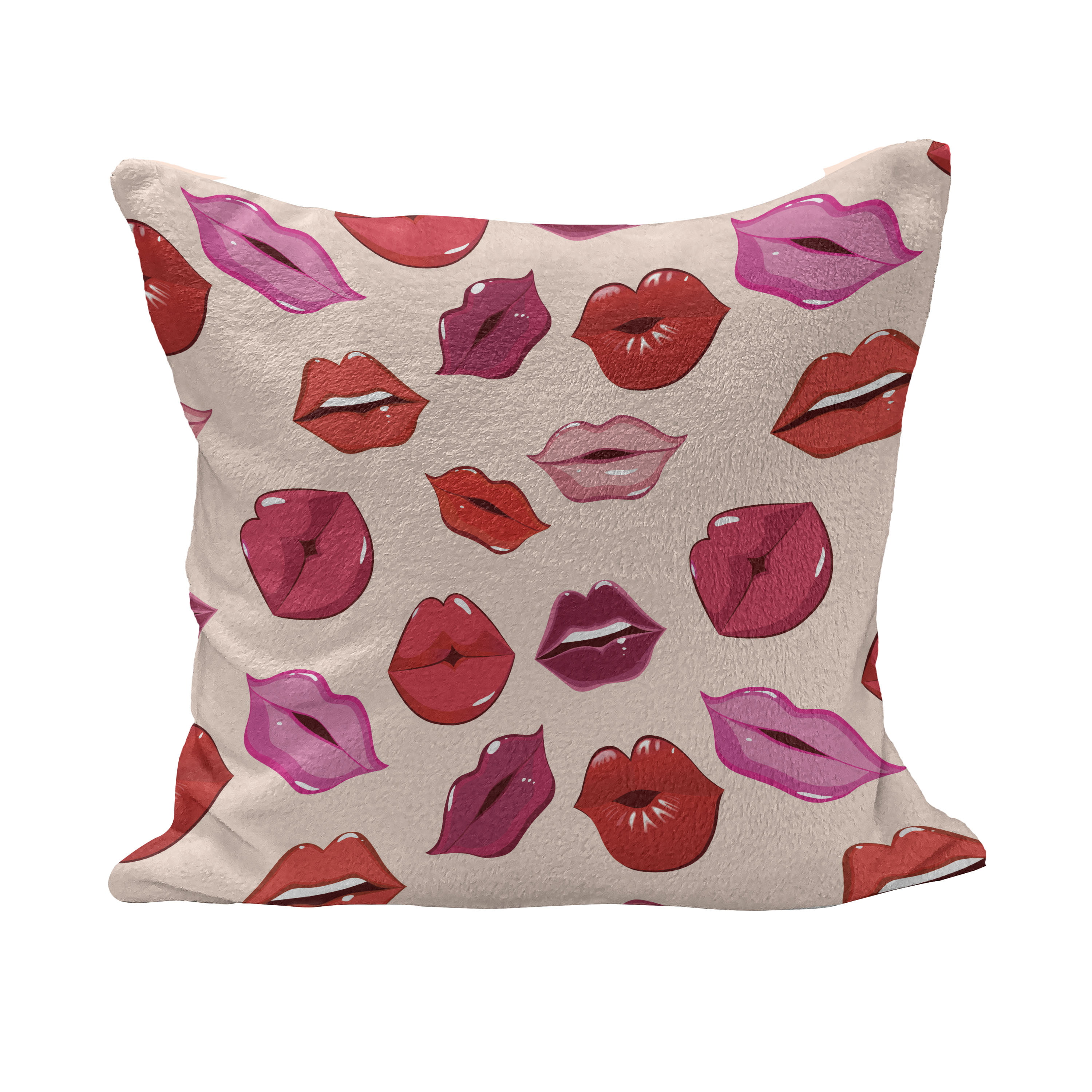 18x18 Multicolor Purple Lips Kiss Throw Pillow