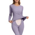thumbnail image 3 of ibiyuan Womens Lined Thermal Base Layer Set â Long Sleeve Shirt Leggings for Cold Weather â Lounge Set for Women,Purple, 3 of 6