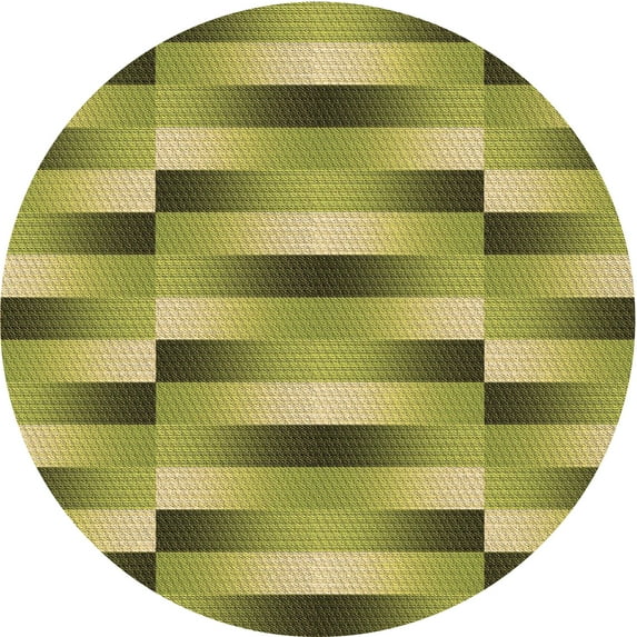 Ahgly Company Indoor Round Patterned Olive Green Area Rugs, 8' Round