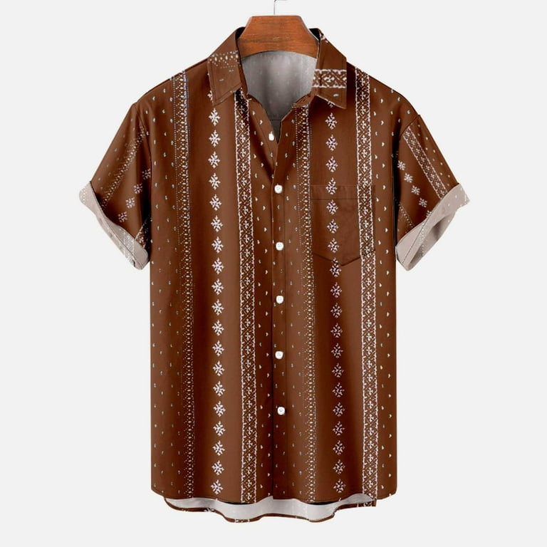 Dovford Shirts for Men,Men's Retro Bowling Shirts 50s Rockabilly Style  Cuban Style Camp Shirt Button Down Aloha Shirts 