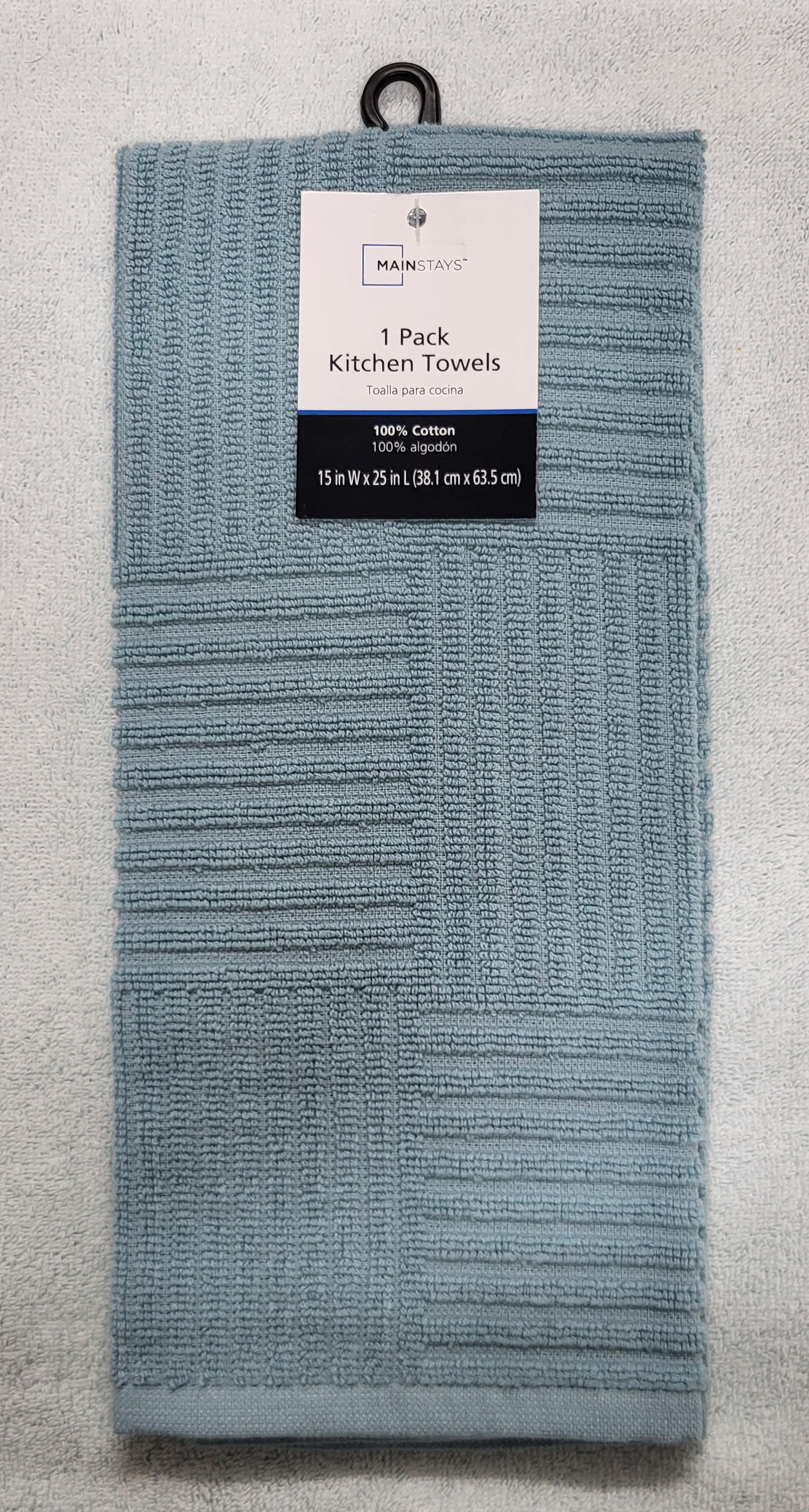 Mainstays Blue Cameo Cotton Sculpted-Rib Weave Kitchen Towel