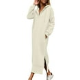 thumbnail image 2 of Neewe Women's Long Fleece Fall Sweatshirt Warm Hoodie Dress Pullover Plus Size with Pocket, 2 of 7