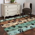 thumbnail image 5 of Teal Blue Brown Kitchen Runner Rug 2.7x5 Washable Runners for Hallway Non Slip Rustic Farmhouse Dog Paw Vintage Large Area Rug Indoor Floor Carpet for Bathroom Laundry Entryway Bedroom Living Room, 5 of 8