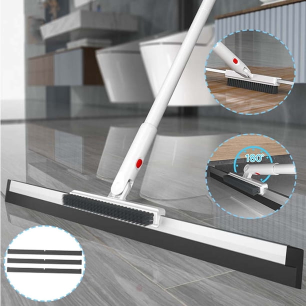 Magic Silicon Scraper Mop - limpiador de ventanas sin agua, mango telescópico de acero inoxidable de 50 pulgadas, sin manchas de agua, aceite y depilador para azulejos, cristales, baño, cocina