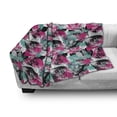 thumbnail image 3 of Grunge Soft Flannel Fleece Blanket, Abstract Leaves with Various Designs Nature Ornamental Blossoming Earth, Cozy Plush for Indoor and Outdoor Use, 50" x 70", Hot Pink Seafoam Black, by Ambesonne, 3 of 6