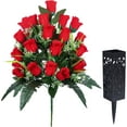 thumbnail image 5 of Sets Artificial Cemetery Flowers,Outdoor Grave Decorations Roses,Beautiful Arrangements Bouquet with Cemetery Vase,Lasting and Non-Bleed Colors (Light Pink), 5 of 5