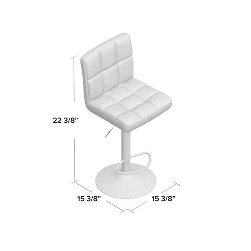 Lacoo Bar Stools Adjustable 360-Degree Swivel PU Leather Barstools with Back Set of 2, White