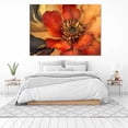 thumbnail image 3 of Mudket Red Orange Flower with Gold and Black Accents Canvas Wall Art, Framed Floral Print, Ready to Hang Wall Decor for Living Room, Luxury Modern Artwork - 12"L x 8"W, 3 of 10