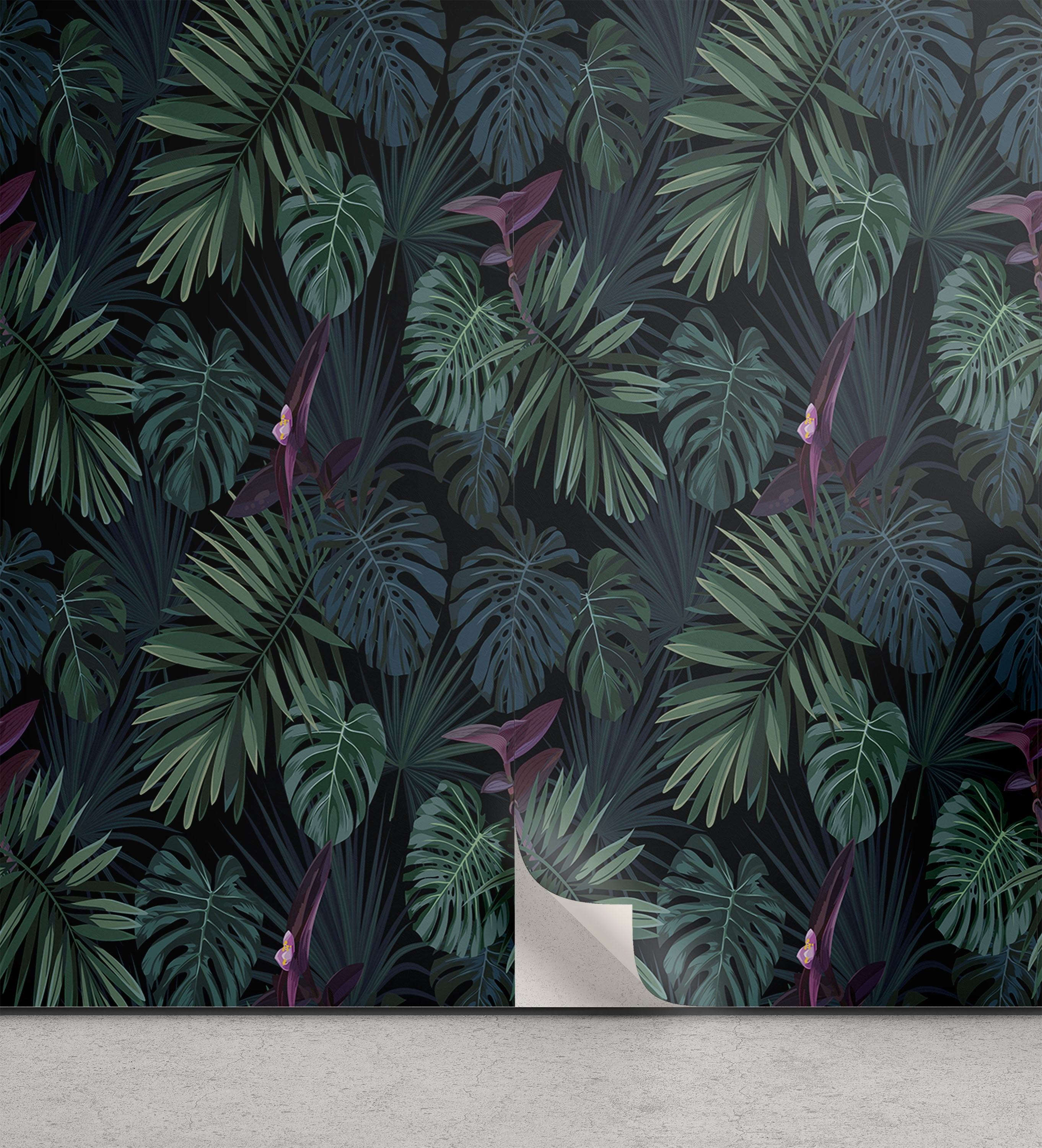Leaf Print Peel & Stick Wallpaper, Modern Exotic Leaves and Tropical