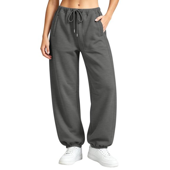 Jogger Sweatpants for Women Barrel Drawstring Loose Fit Track Pants Casual Elastic Waist Pants with Pockets Trendy Fall Outfits Lounge