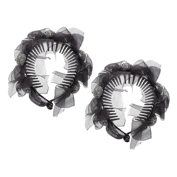 OULII Black Silk Bun Hair Clips, Multifunctional Hair Accessories for Women, 2-Piece Set