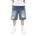 thumbnail image 2 of UACY Ripped Jean Shorts for Boys Casual Summer Kids Clothes Jorts Straight Leg Loose Athletic Shorty with Pockets Y2K Streetwear (Blue, 11-13 Years), 2 of 9
