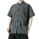 thumbnail image 1 of Camisas s Para Hombre Camiseta de manga corta de algodón con cuello Retro para hombre, ropa Tang, placa con hebilla, camiseta informal de algodón transpirable Hanfu para hombre (Dark Gray, 3XL), 1 of 7