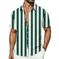 thumbnail image 2 of Ceisia Men's Vertical Stripe Short Sleeve Button Down Casual Shirt for Beach Vacation Green XXXXXL Gifts, 2 of 7
