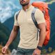 thumbnail image 4 of Blusa y camisa de manga corta con cuello alto para hombre, de verano, de color liso, ajustada, deportiva, con cremallera, de manga corta, con cuello alto., 4 of 5