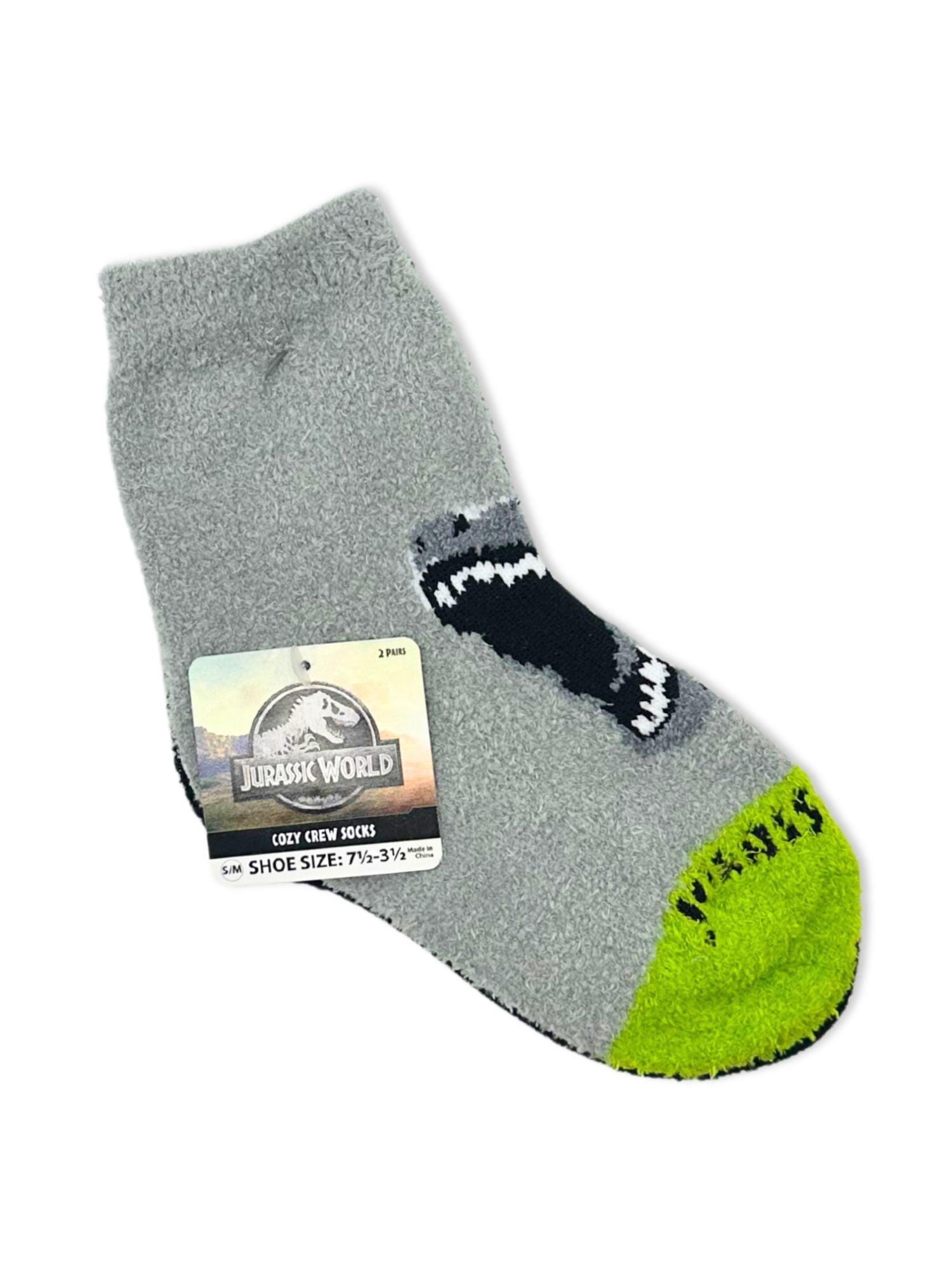 Jurassic World Boys Cozy Socks, 2-Pack, Sizes S/M-M/L