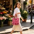 thumbnail image 3 of Tanyzvel Double Tier Gingham Ruffle Drawstring Tote Bag for Women, 3 of 5