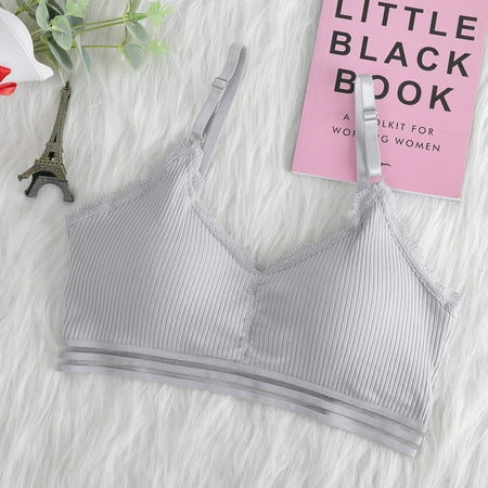 

Comfortable Cotton Women S Lace Bra With Removable Cup And Adjustable Strap Wireless Underwear