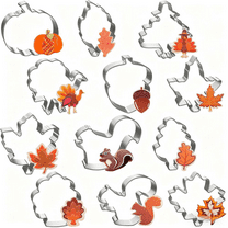 HHVB 12 Pieces Turkey Cookie Cutters, Food-Grade Stainless Steel Fall Thanksgiving Cookie Cutter Set, Biscuit Cutter Set, Holiday Cookie Cutters