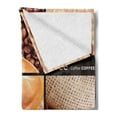 thumbnail image 2 of Coffee Soft Flannel Fleece Blanket, Square Frames Collage Design with Orange Cup Hot Beverage Morning Drink, Cozy Plush for Indoor and Outdoor Use, 70" x 90", Dark Brown Orange Beige, by Ambesonne, 2 of 5