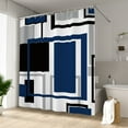 thumbnail image 3 of LFEEY Navy Blue Plaid Abstract Shower Curtain, Modern Neutral Geometric Waterproof Fabric for Bathroom with Hooks, 72x78 inch, 3 of 5
