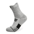 thumbnail image 4 of Domzle Basketball Socks Compression Cushion Thick Cycling Athletic Crew Sock Arch Support, Breathable Mesh, Seamless Toe, Sports Tab, Moisture Wicking, Running Sock for Men Women Gray, 4 of 4