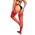 thumbnail image 3 of WTXUE Intimates / Porte-Jarretelles Bas Femmes Dentelle Transparents Bas Noirs Collants Bas Lingerie Filet / 1 Pce Rouge, 3 of 7