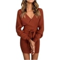 thumbnail image 1 of Vestidos Para Mujer Vestidos de Otoño Moda Vendaje Pliegue Manga Larga Causal Color Sólido Erógeno Mini Vestido Odeerbi ODB131997, 1 of 6