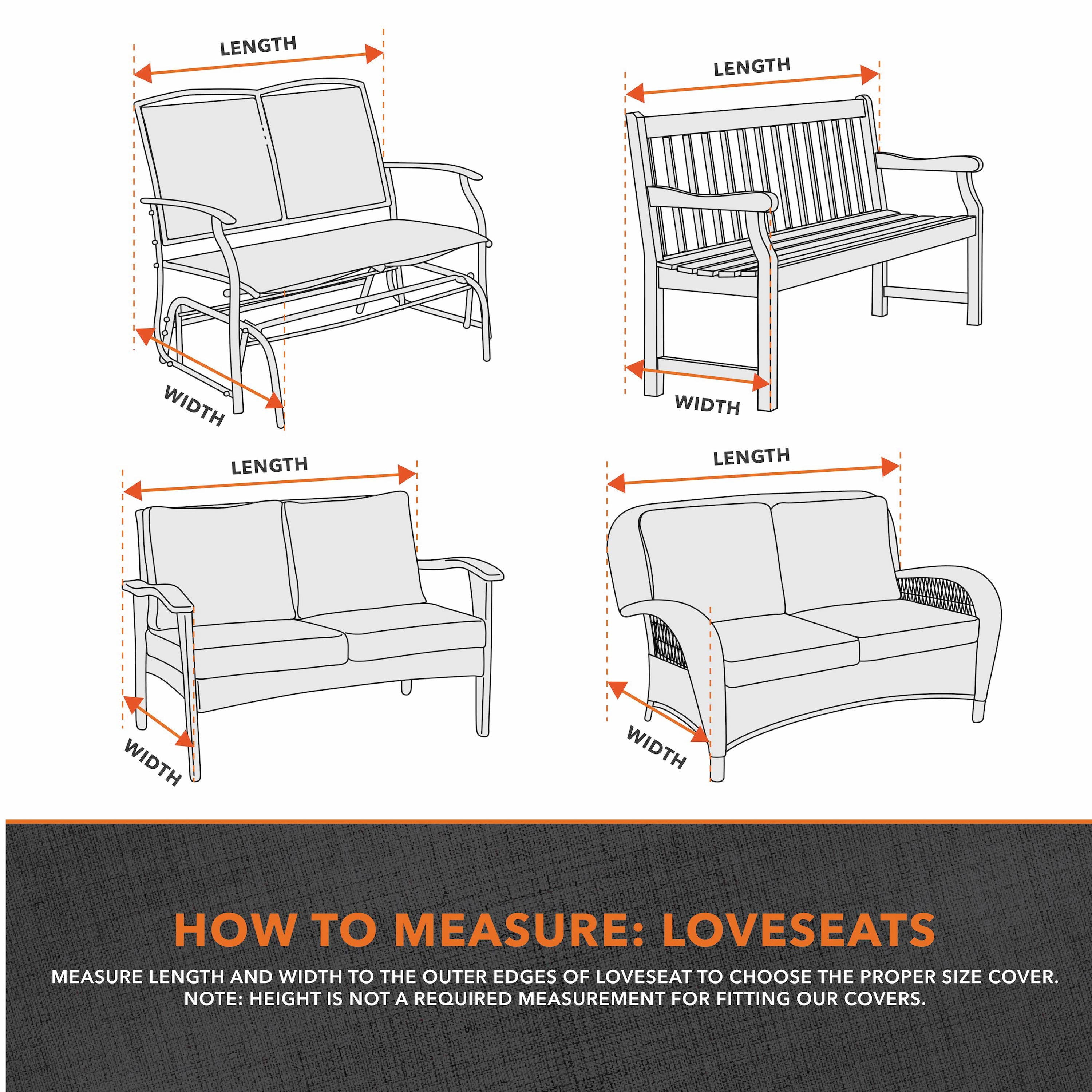 Modern Leisure Garrison Patio Loveseat Cover, Waterproof, Large, 76"L x 38"W x 38.25"H, Granite Gray