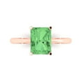 thumbnail image 2 of 2.5ct radiant cut green Zircon 18k rose gold Bridal Wedding Engagement Promise Anniversary Ring for Women size 5.25, 2 of 7