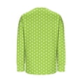 thumbnail image 3 of Dasayo Green Women's Tops Long Sleeve V-Neck Loose Fitting Blouses Side Split Cute Polka Dot Fall Tees Woman Shirts L, 3 of 4