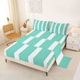 thumbnail image 2 of Castle Fairy Vintage Thin Vertical Stripe King Sheets 4pcs,Bohemian Wide Band Bedding,Teal White,1 Flat Sheet, 1 Fitted Sheet and 2 Pillowcases, 2 of 7