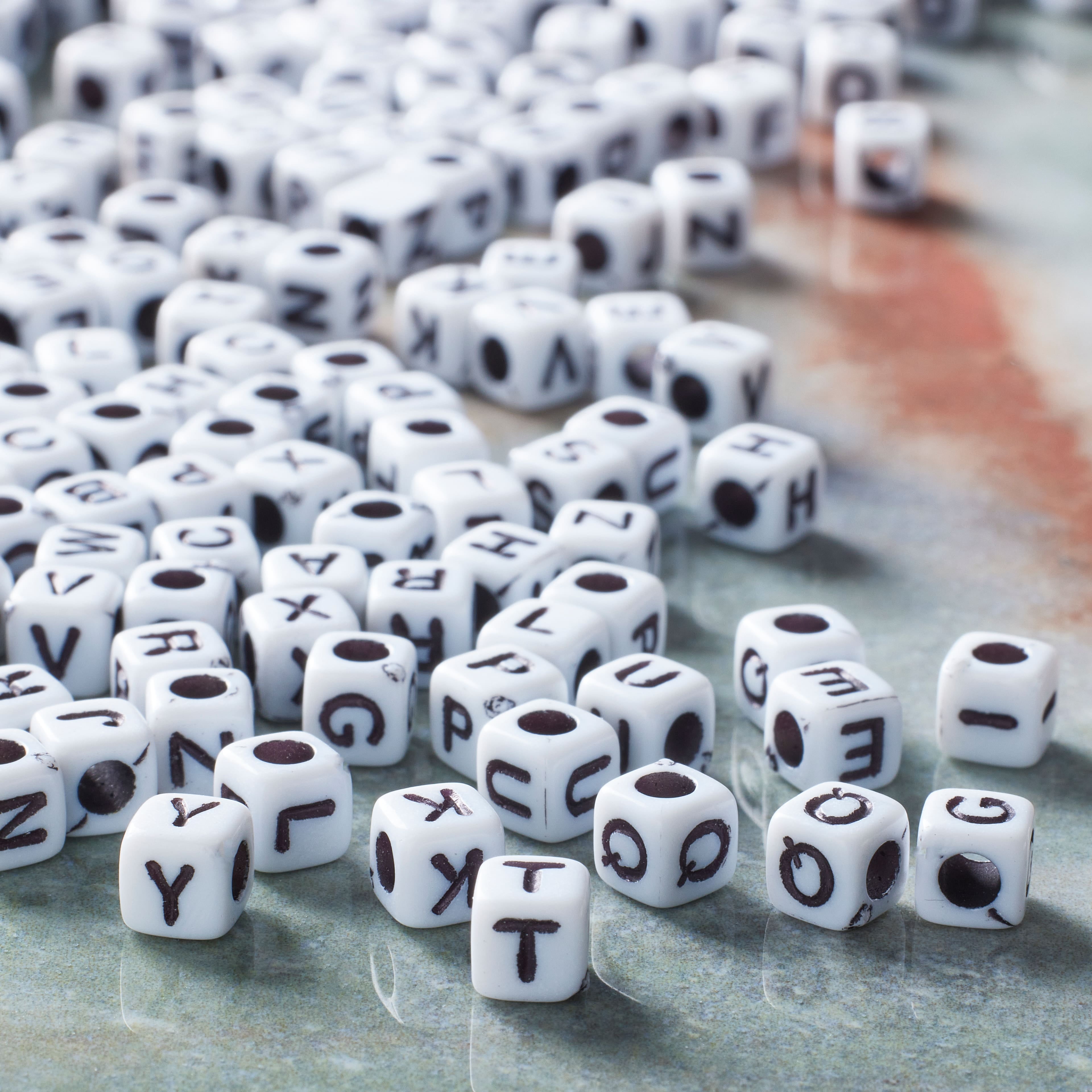 Bead Landing White Pearl Plastic Alpha Block Bead Mix, 4.8mm, 12 Packs: 400 ct. (4,800 total)