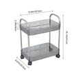 thumbnail image 3 of Slim Rolling Storage Cart Narrow Places Clear Organizer Shelf with Wheels Tight Spaces Organizer Rack for Bathroom Office Dorms Kitchen 2 Tier (Gray), 3 of 6