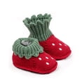 thumbnail image 6 of Xijirk Solid Knitted Baby Booties 3D Floral Decor Sock Shoes Soft Non Pre Walker Crib Shoes Warm Baby Footwear Red,0-3 Months, 6 of 8
