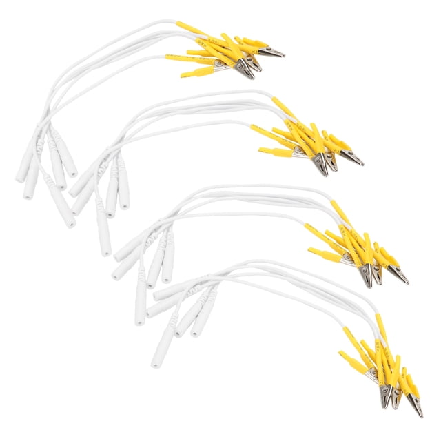 20 piezas/bolsa de cables de electrodos con clip para máquina de fisioterapia TENS, color amarillo