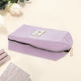 thumbnail image 3 of Unique Bargains 1 Pc Corduroy Rectangular Letter B Makeup Bag Pink Purple, 3 of 5