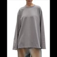 thumbnail image 1 of Camisetas de Larga Extragrandes para Mujer 2025, Camisetas Básicas de Cuello Redondo, Tops de Otoño, Ropa Informal de Entrenamiento Y2K Gris S, 1 of 10
