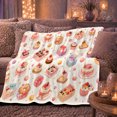 thumbnail image 5 of Ribboned Cakes Gift Boxes Cupcakes And Macarons, Soft Flannel Blanket with Celebration decorative motif Watercolor Print, Housewarming Gift and Home Decor for Bedroom and Living Room, 5 of 7