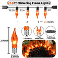 thumbnail image 3 of Halloween Decorations - Indoor and Outdoor Flickering Flame String Lights, 12.8ft C7 Vintage Flickering Flame String Lights, Orange String Lights with 10 Flame Bulbs (E12 Bulbs, Black Wire), 3 of 12