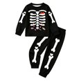 thumbnail image 3 of Kcolen Halloween Skeleton Graphic 2âPiece Pajamas Set, Long Sleeve Shirt Elastic Long Pants Sleepwear Loungewear Halloween Gifts Outfit, 3 of 8