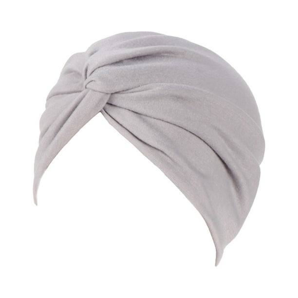 Minnieouse Turbante musulmán Hijabs Gorras Frente Sombreros Indian Ruffle Bonnet Stretch Plisado Transpirable Chemo Cancer Headwear rosa Sombreros gris claro Minnieouse AP010748-08B